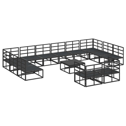 Set Divano da Giardino con cuscino 13 pcs Nero Alluminio | homemem39
