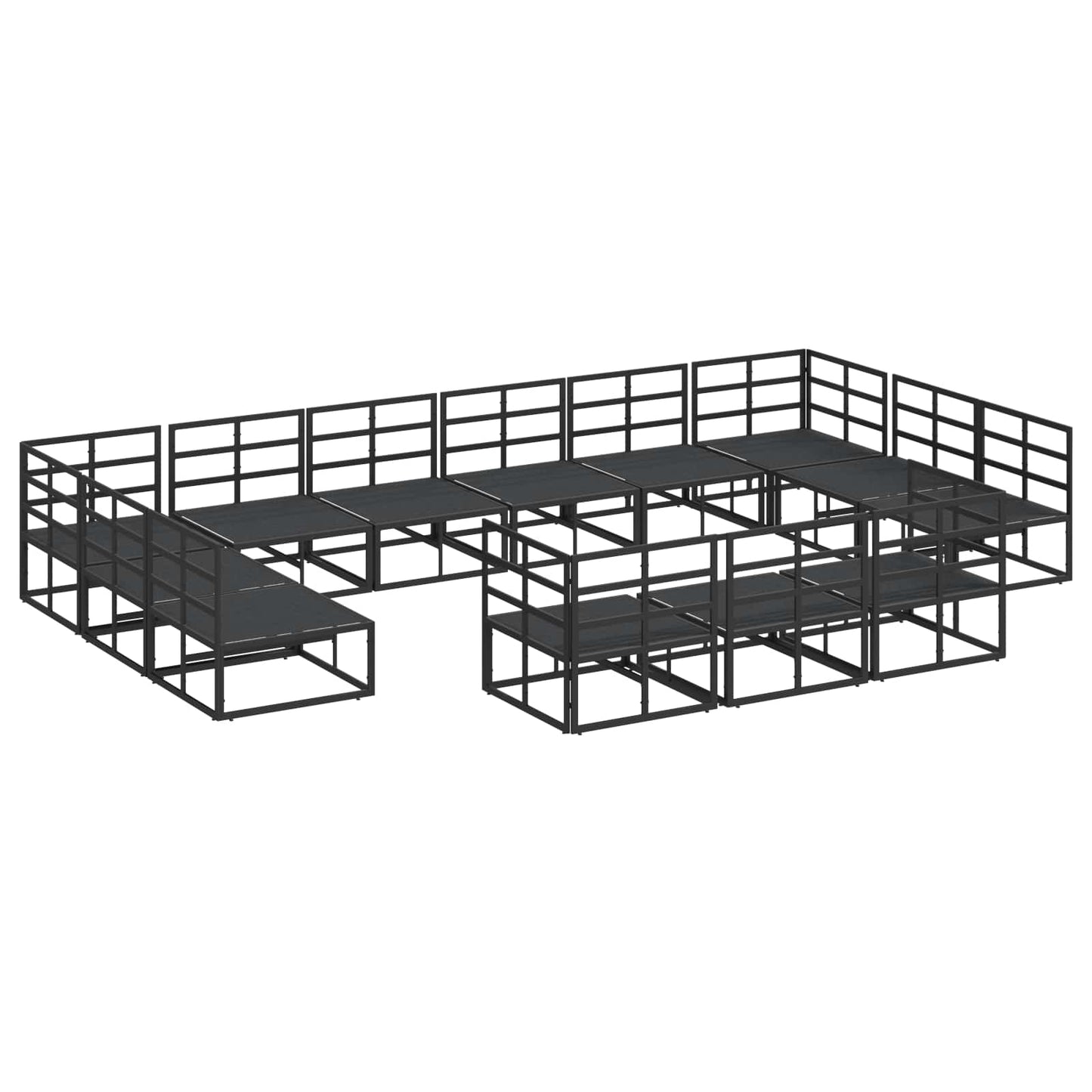 Set Divano da Giardino con cuscino 13 pcs Nero Alluminio | homemem39