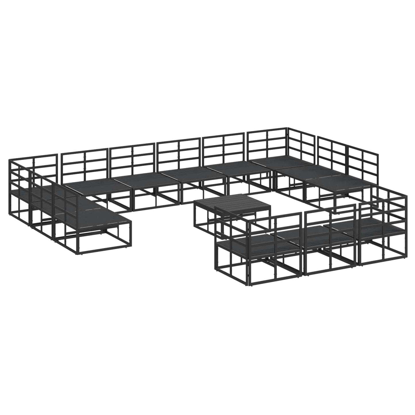 Set Divano da Giardino con cuscino 14 pcs Nero Alluminio | homemem39