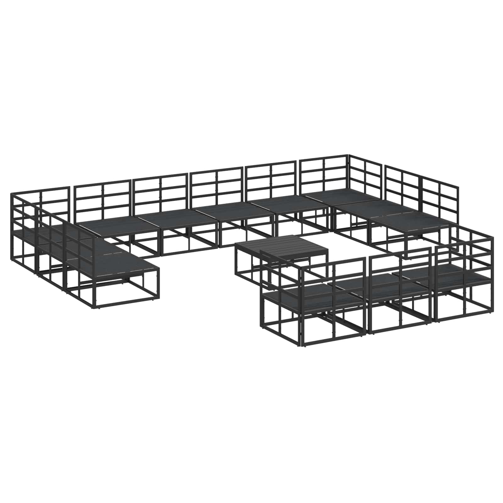 Set Divano da Giardino con cuscino 14 pcs Nero Alluminio | homemem39