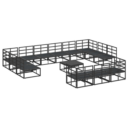 Set Divano da Giardino con cuscino 14 pcs Nero Alluminio | homemem39