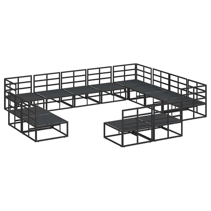 Set Divano da Giardino con cuscino 12 pcs Nero Alluminio | homemem39