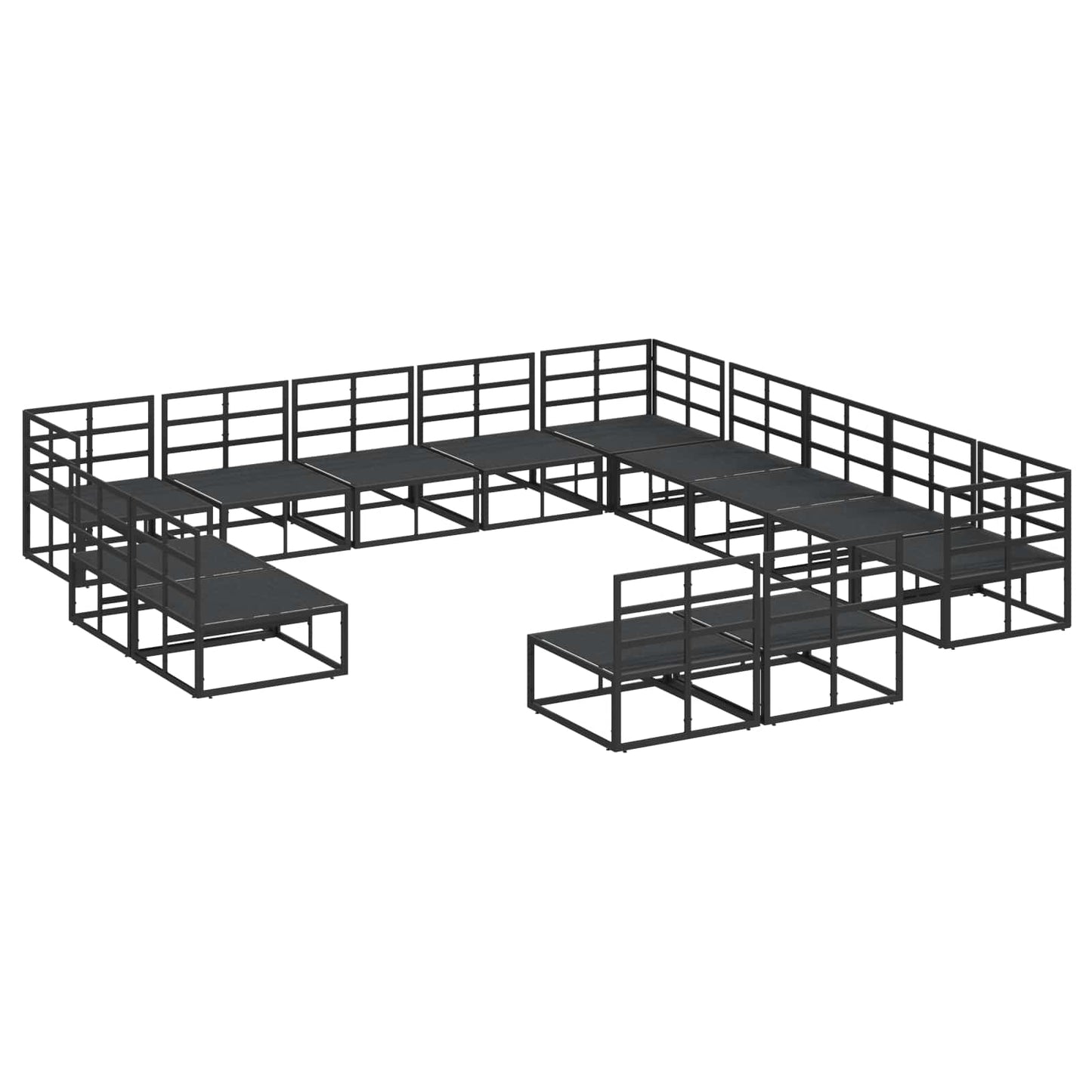 Set Divano da Giardino con cuscino 13 pcs Nero Alluminio | homemem39