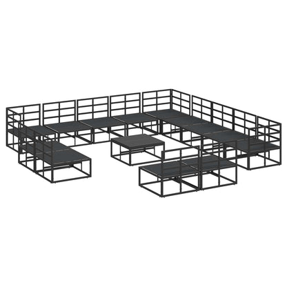 Set Divano da Giardino con cuscino 14 pcs Nero Alluminio | homemem39