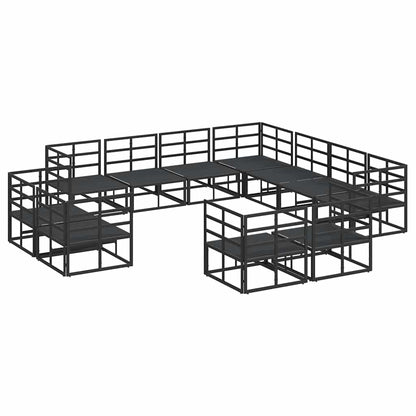 Set Divano da Giardino con cuscino 11 pcs Nero Alluminio | homemem39