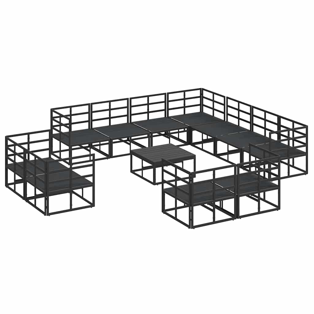 Set Divano da Giardino con cuscino 12 pcs Nero Alluminio | homemem39