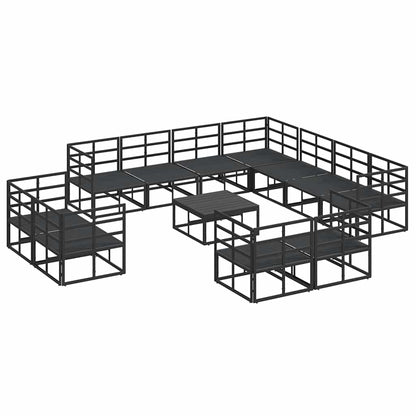 Set Divano da Giardino con cuscino 12 pcs Nero Alluminio - homemem39