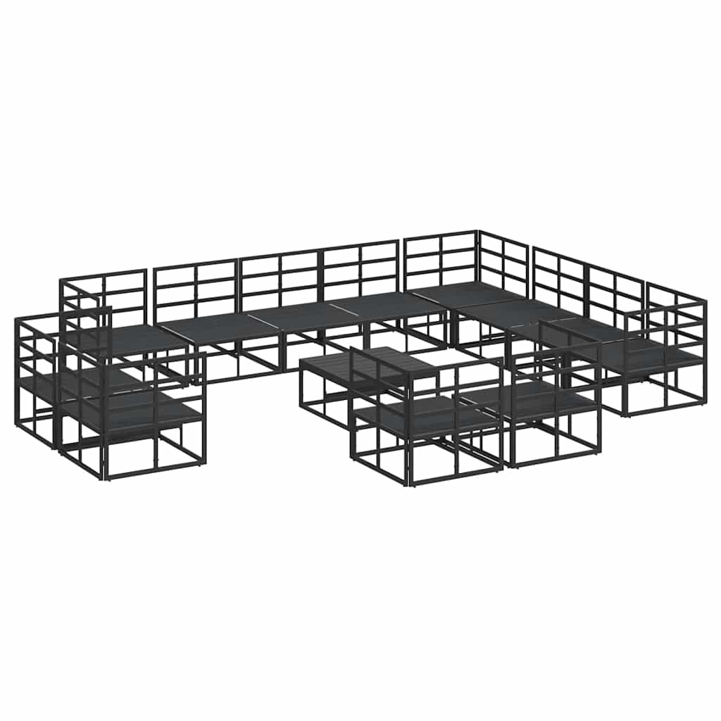 Set Divano da Giardino con cuscino 13 pcs Nero Alluminio | homemem39