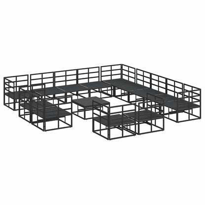 Set Divano da Giardino con cuscino 14 pcs Nero Alluminio - homemem39