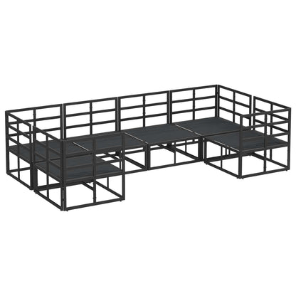 Set Divano da Giardino con cuscino 6 pcs Nero Alluminio