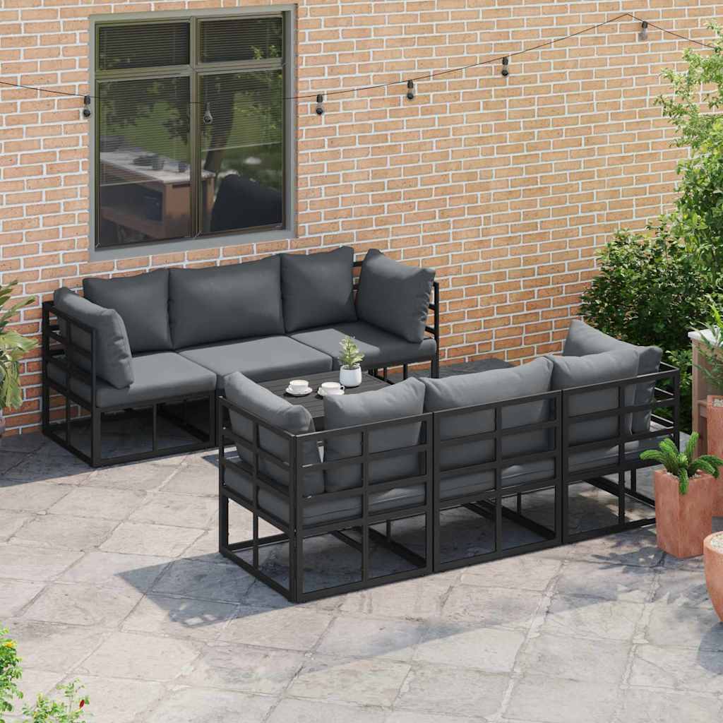 Set Divano da Giardino 7 pcs Nero Alluminio - homemem39