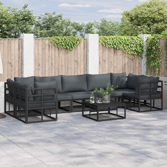 Set Divano da Giardino con cuscino 7 pcs Nero Alluminio | homemem39