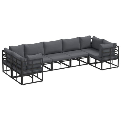 Set Divano da Giardino con cuscino 7 pcs Nero Alluminio | homemem39