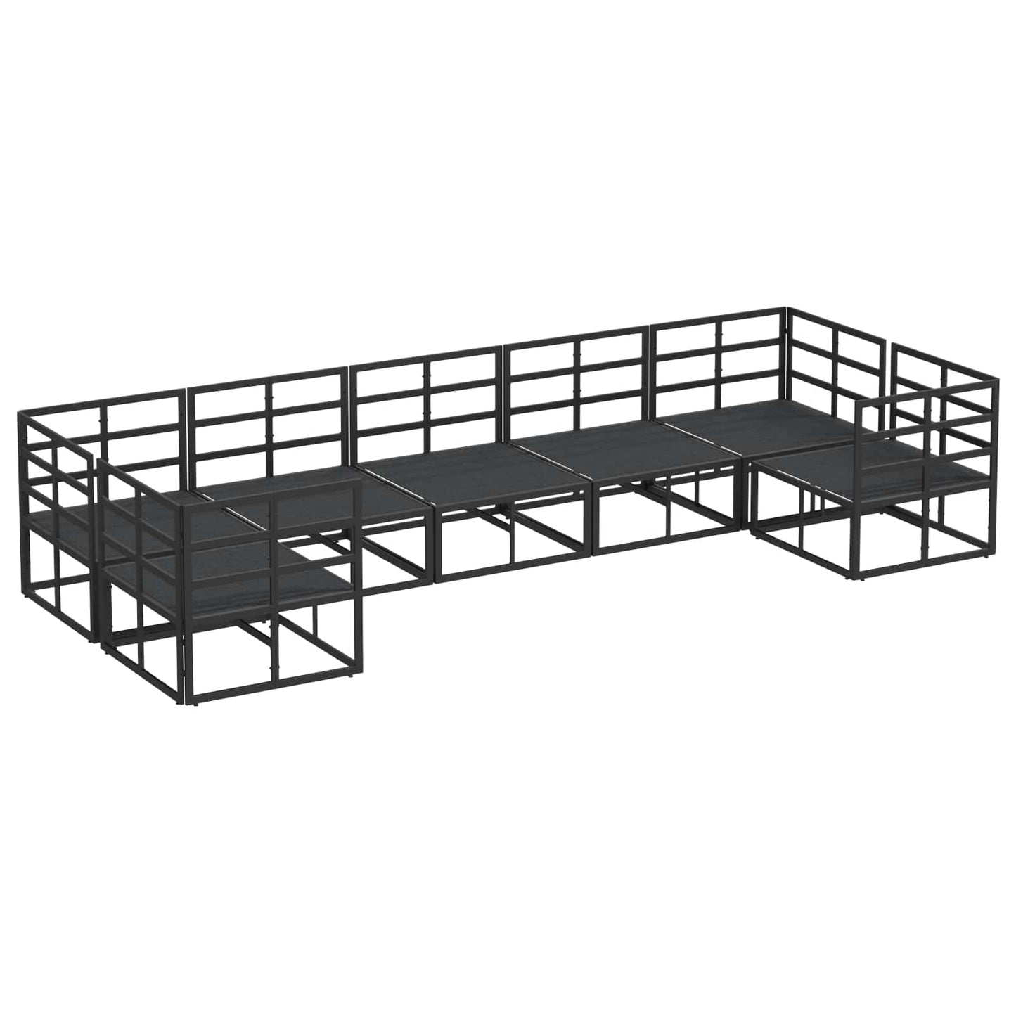 Set Divano da Giardino con cuscino 7 pcs Nero Alluminio | homemem39