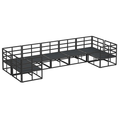 Set Divano da Giardino con cuscino 7 pcs Nero Alluminio | homemem39