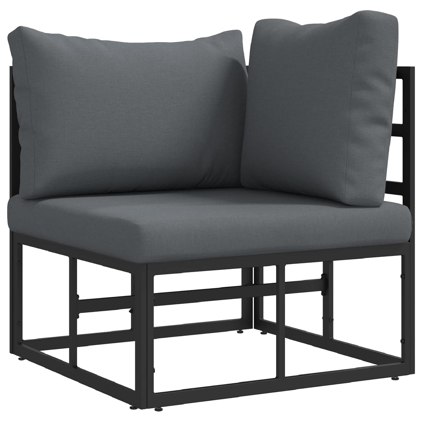 Set Divano da Giardino con cuscino 7 pcs Nero Alluminio | homemem39