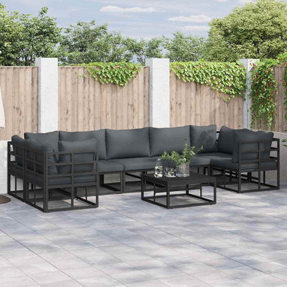 Set Divano da Giardino Nero Alluminio - homemem39
