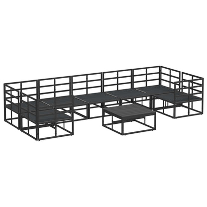 Set Divano da Giardino con cuscino 8 pcs Nero Alluminio | homemem39
