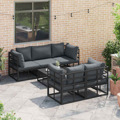 Set Divano da Giardino con cuscino 6 pcs Nero Alluminio - homemem39