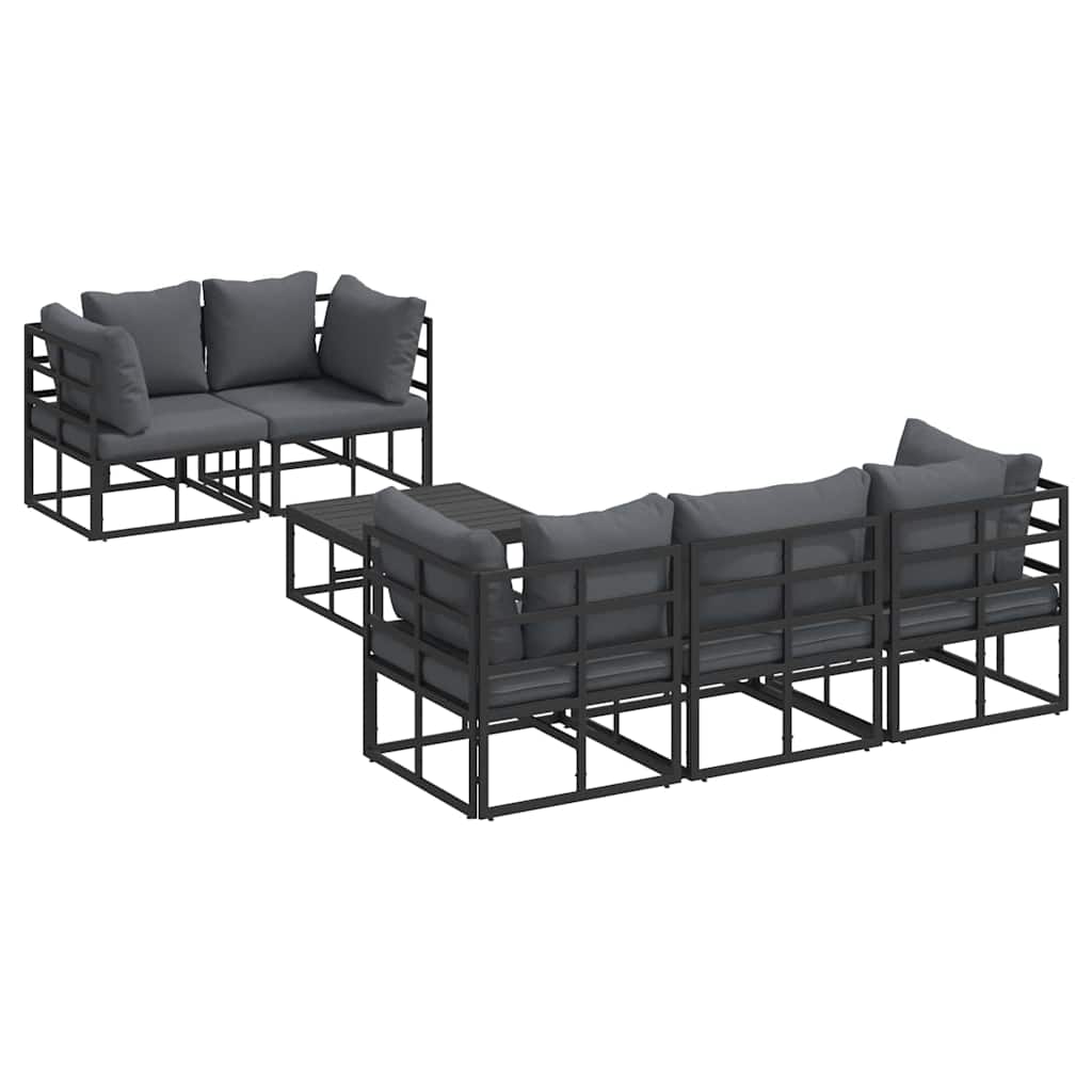 Set Divano da Giardino con cuscino 6 pcs Nero Acciaio | homemem39