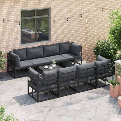 Set Divano da Giardino con cuscino 9 pcs Nero Acciaio | homemem39