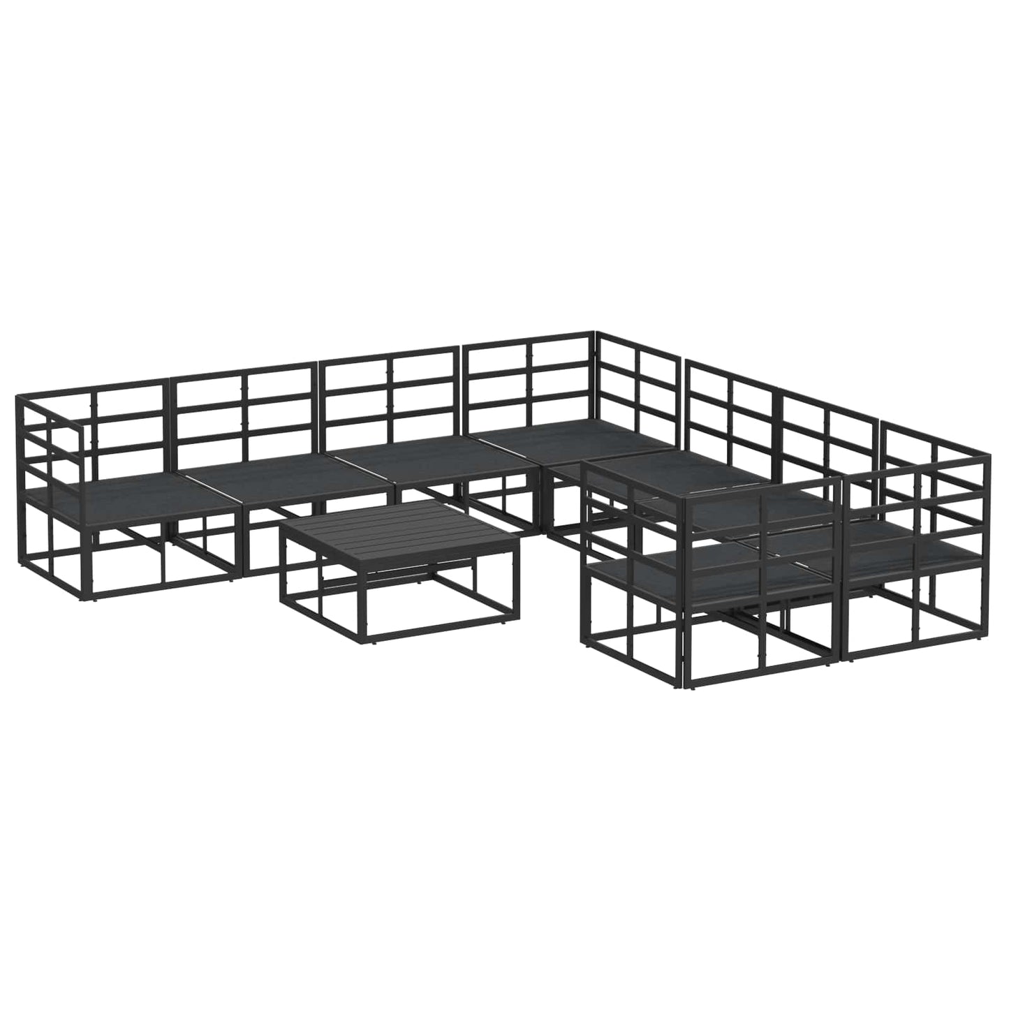 Set Divano da Giardino con cuscino 9 pcs Nero Acciaio | homemem39
