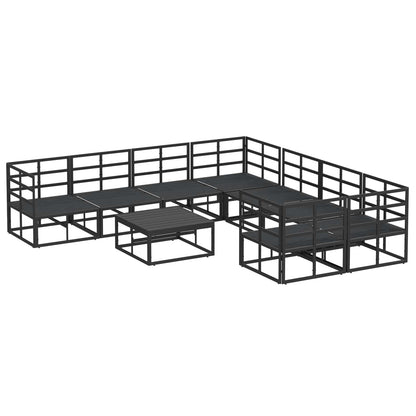 Set Divano da Giardino con cuscino 9 pcs Nero Acciaio | homemem39