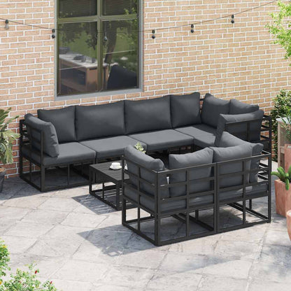 Set Divano da Giardino con cuscino 7 pcs Nero Alluminio - homemem39