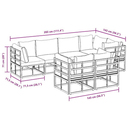 Set Divano da Giardino con cuscino 7 pcs Nero Alluminio - homemem39