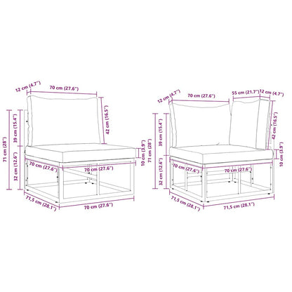 Set Divano da Giardino con cuscino 7 pcs Nero Alluminio - homemem39