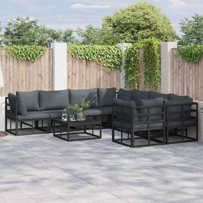 Set Divano da Giardino con cuscino 8 pcs Nero Acciaio | homemem39