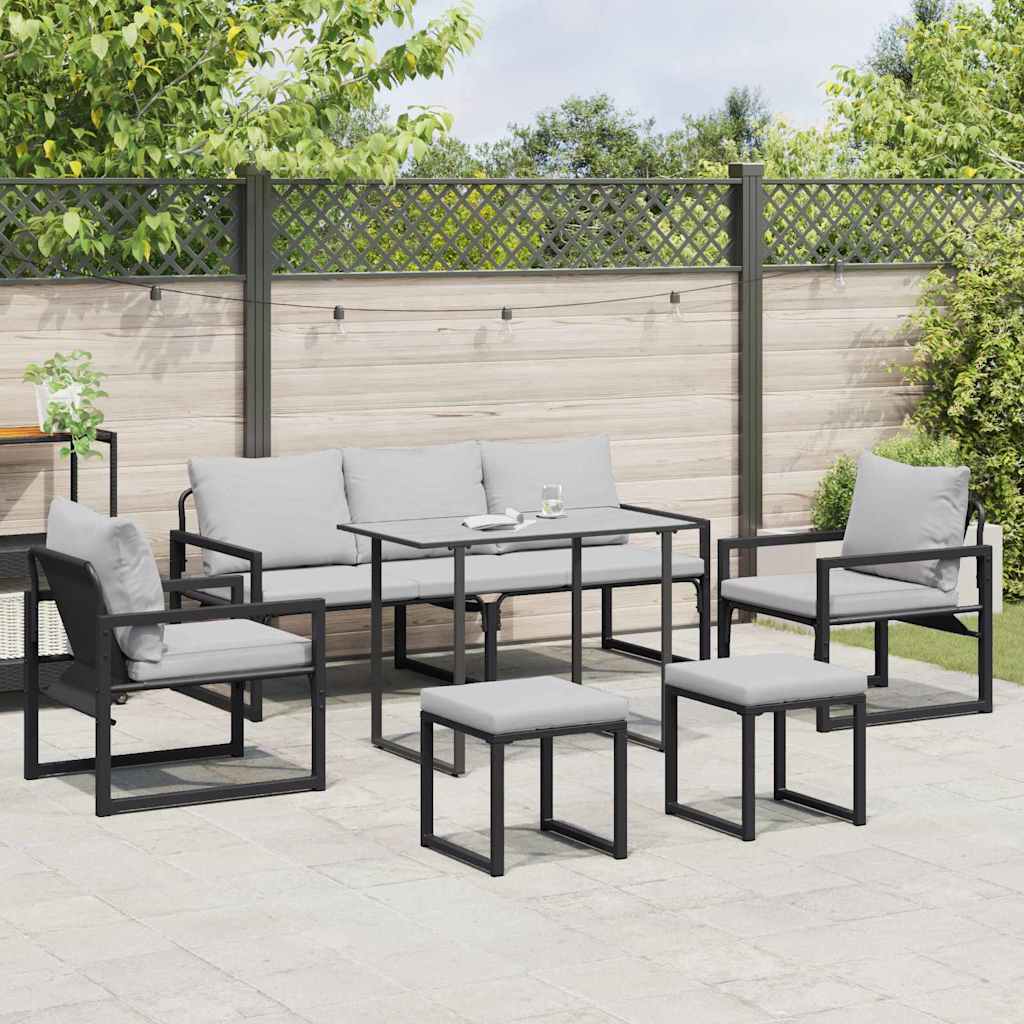 Set Divano da Giardino 6 pcs Nero Acciaio - homemem39