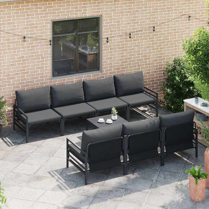 Set Divano da Giardino con cuscino 8 pcs Nero Acciaio | homemem39
