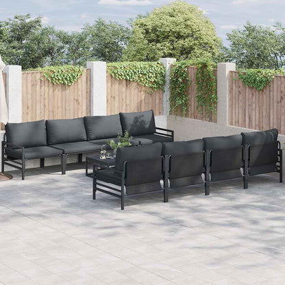 Set Divano da Giardino con cuscino 9 pcs Nero Acciaio | homemem39