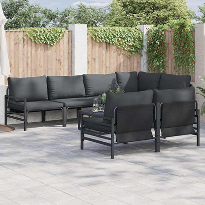 Set Divano da Giardino con cuscino 7 pcs Nero Acciaio | homemem39