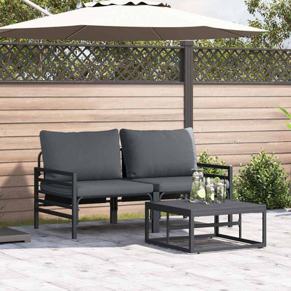 Set Divano da Giardino con cuscino 3 pcs Nero Acciaio | homemem39