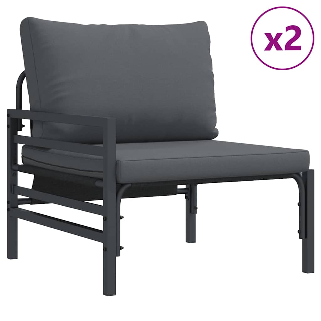 Set Divano da Giardino con cuscino 3 pcs Nero Acciaio | homemem39