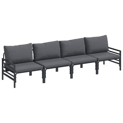 Set Divano da Giardino con cuscino 4 pcs Nero Acciaio | homemem39