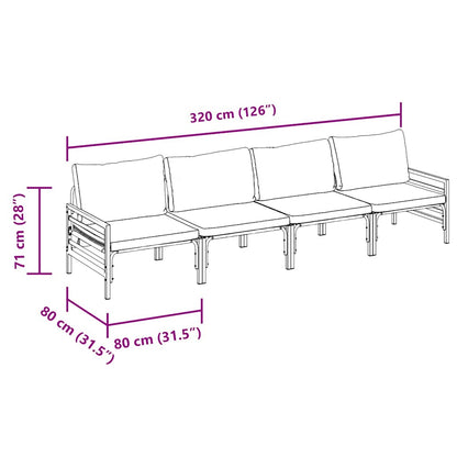 Set Divano da Giardino con cuscino 4 pcs Nero Acciaio | homemem39