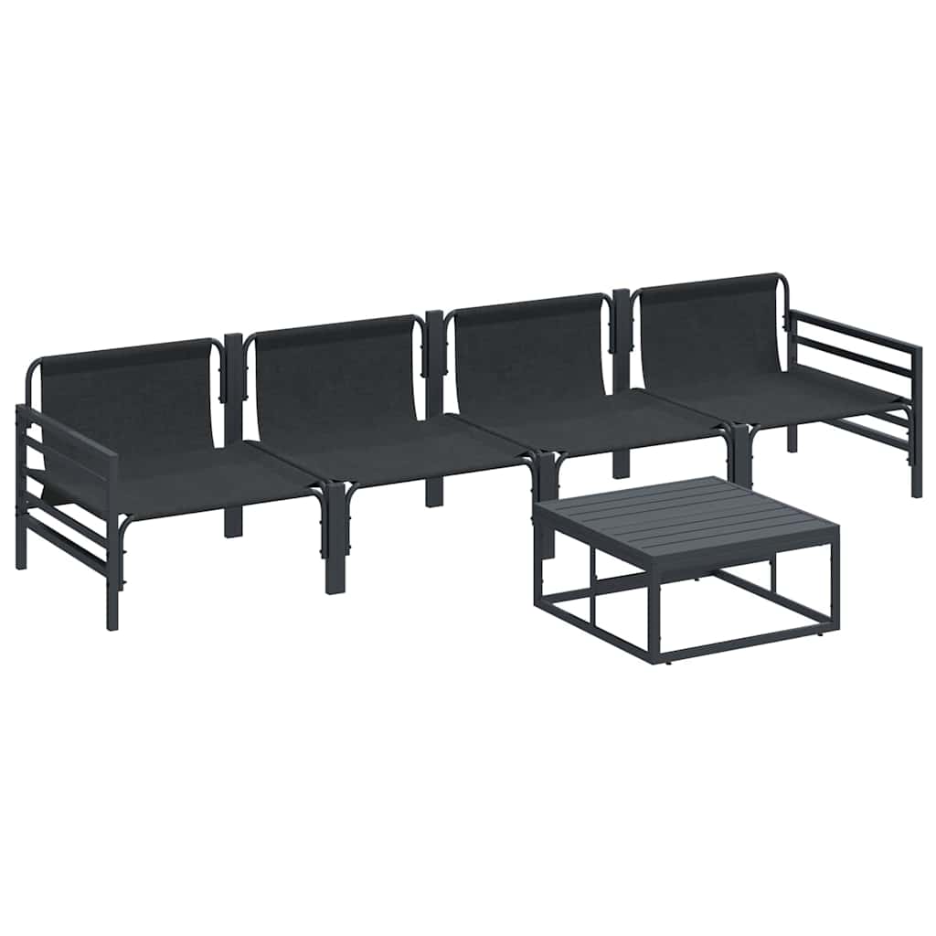 Set Divano da Giardino con cuscino 5 pcs Nero Acciaio