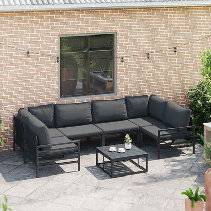 Set Divano da Giardino con cuscino 6 pcs Nero Acciaio | homemem39