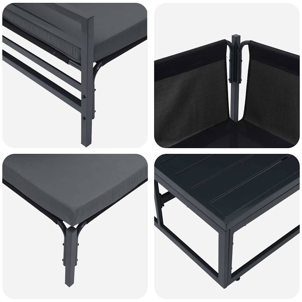 Set Divano da Giardino con cuscino 7 pcs Nero Acciaio | homemem39