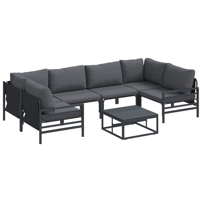Set Divano da Giardino con cuscino 7 pcs Nero Acciaio | homemem39