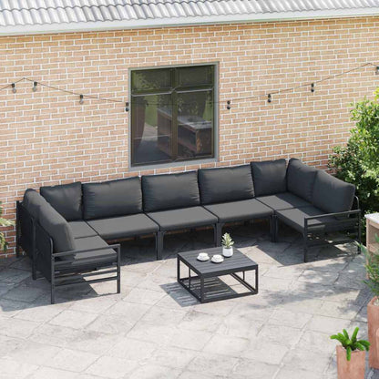 Set Divano da Giardino con cuscino 7 pcs Nero Acciaio | homemem39