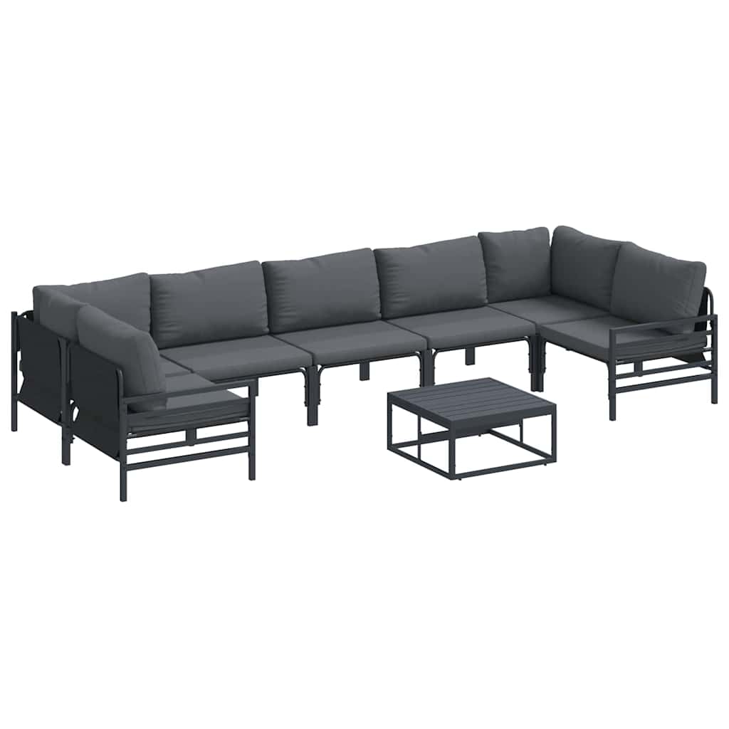 Set Divano da Giardino con cuscino 8 pcs Nero Acciaio | homemem39