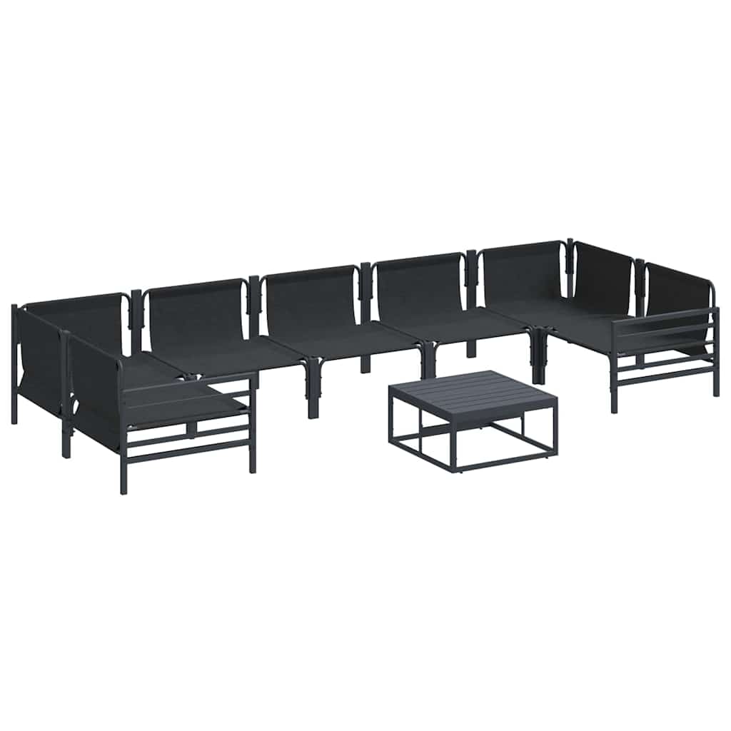 Set Divano da Giardino con cuscino 8 pcs Nero Acciaio | homemem39