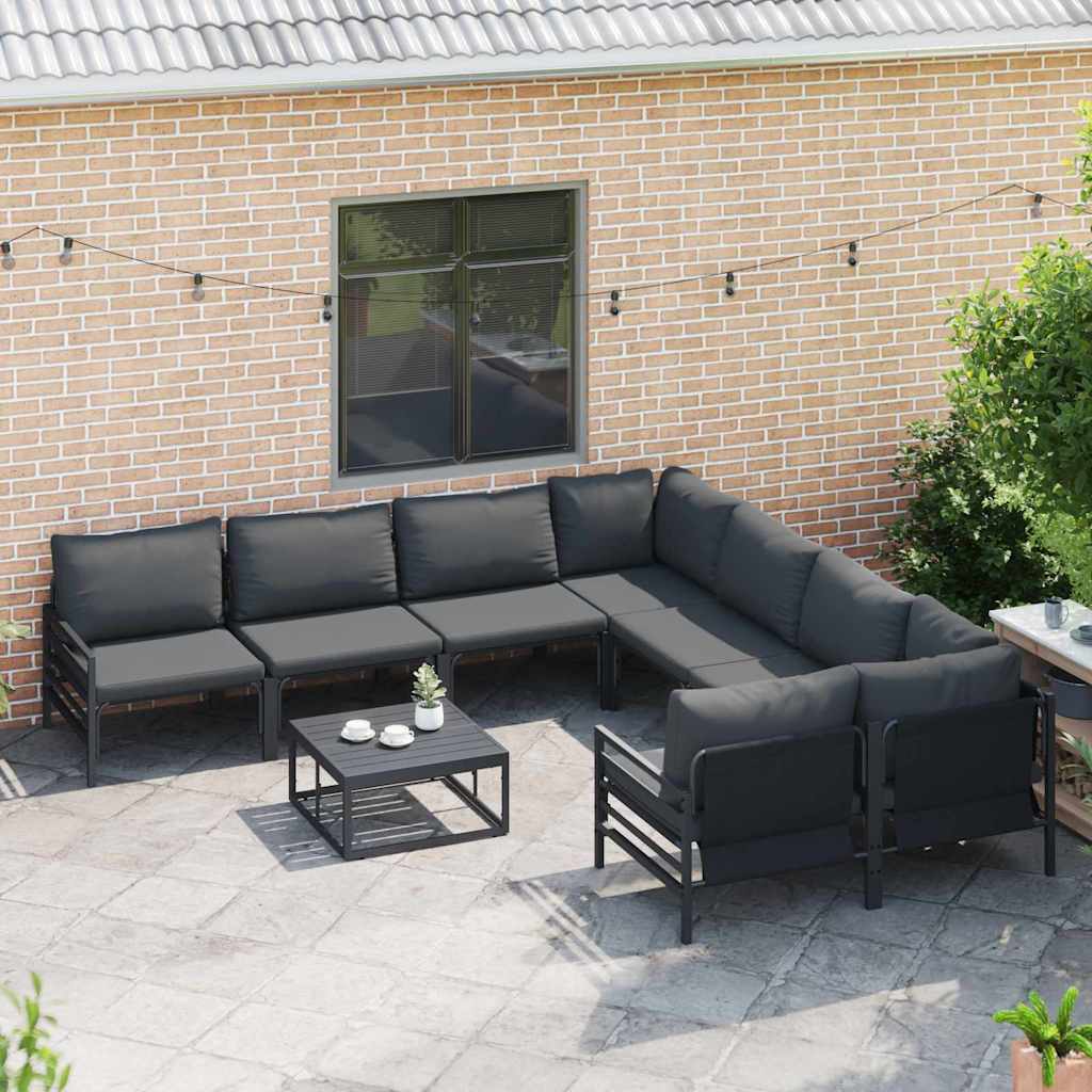 Set Divano da Giardino con cuscino 8 pcs Nero Acciaio | homemem39