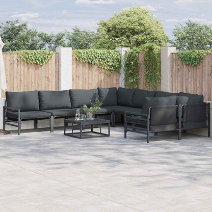 Set Divano da Giardino con cuscino 9 pcs Nero Acciaio | homemem39