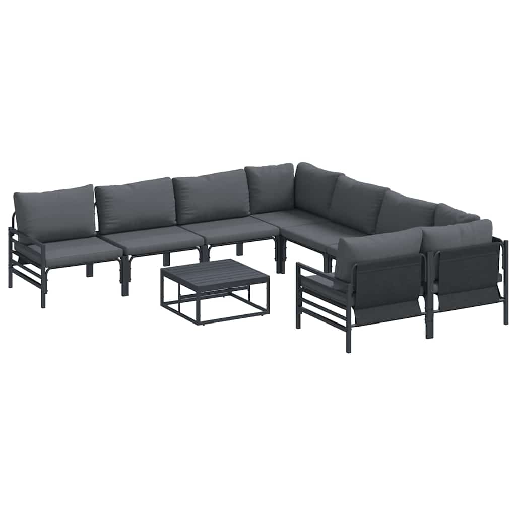 Set Divano da Giardino con cuscino 9 pcs Nero Acciaio | homemem39