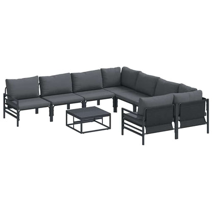 Set Divano da Giardino con cuscino 9 pcs Nero Acciaio | homemem39